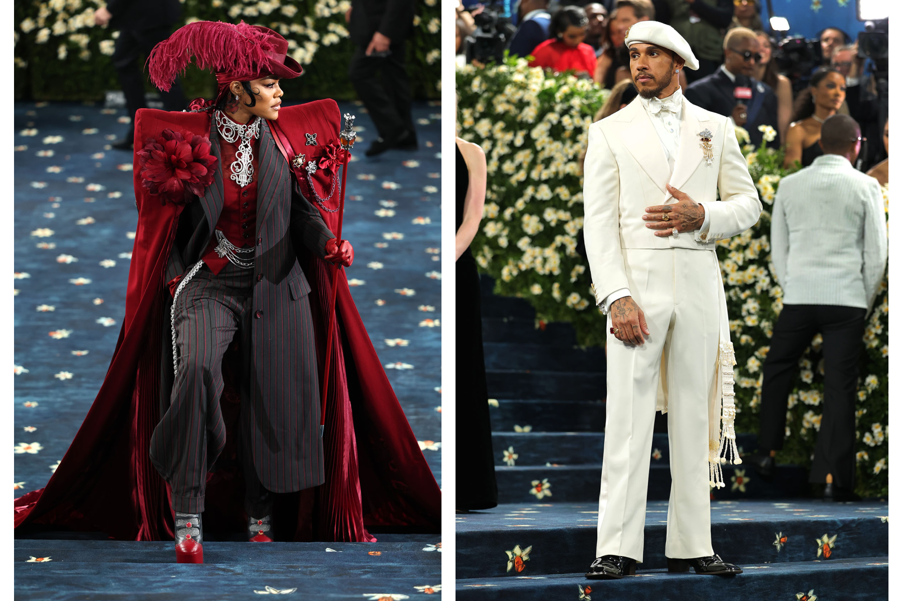 Teyana Taylor (Left) and Lewis Hamilton, one of the gala's co-chairs