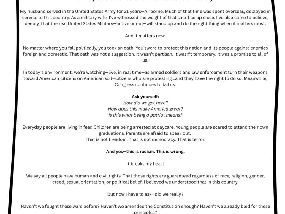 Open Letter to the U.S. Military: Remember Your Oath to Protect