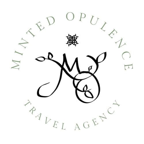 Minted Opulence Travel Round White Logo