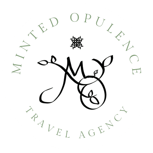 Minted Opulence Travel Round White Transparent Logo